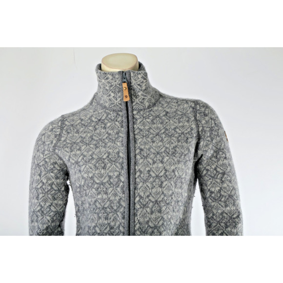 FJÄLLRÄVEN Gray Wool Snow Cardigan W Full Zip Sweater Women’s Size Small - Picture 4 of 15